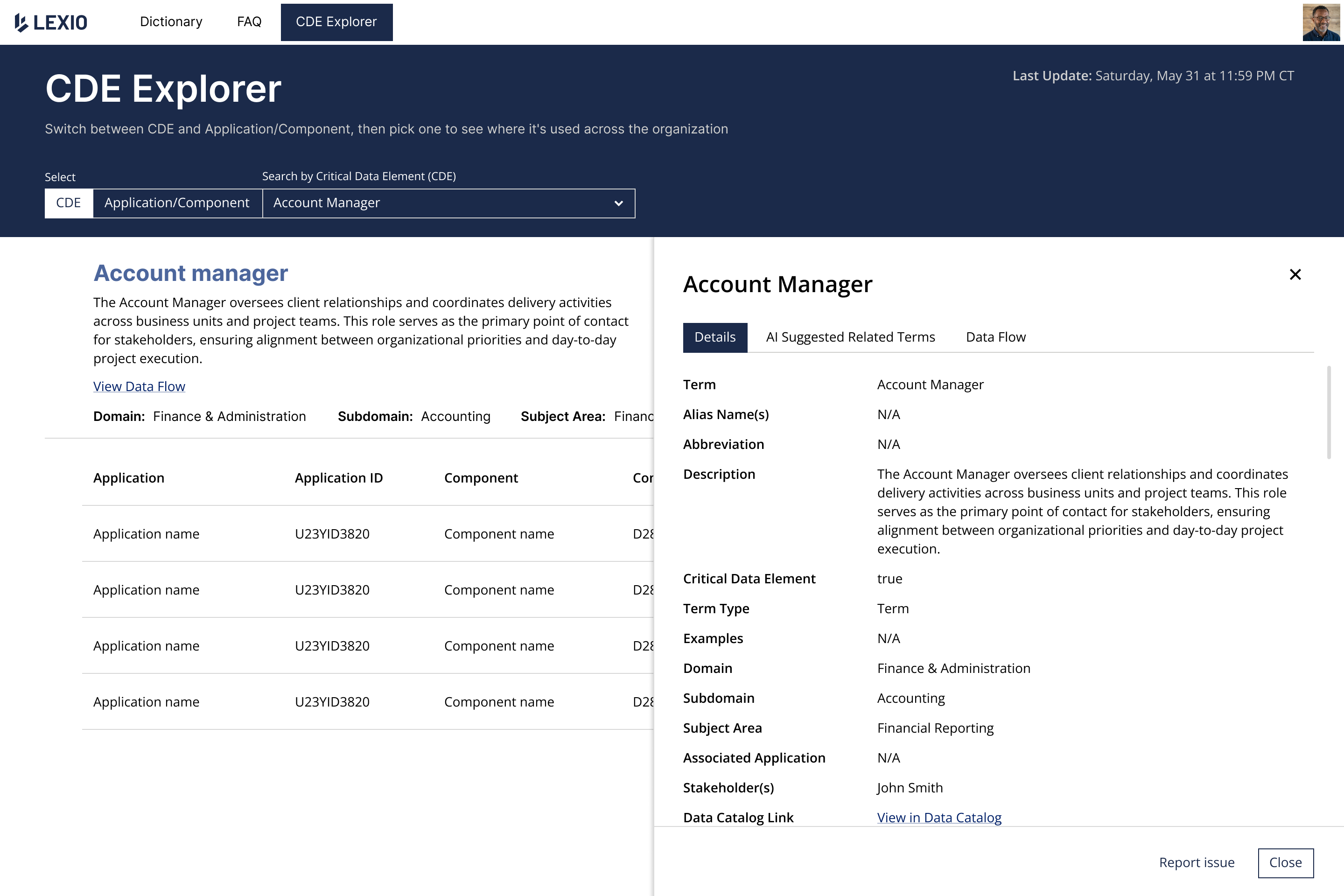 CDE Explorer - Detail panel