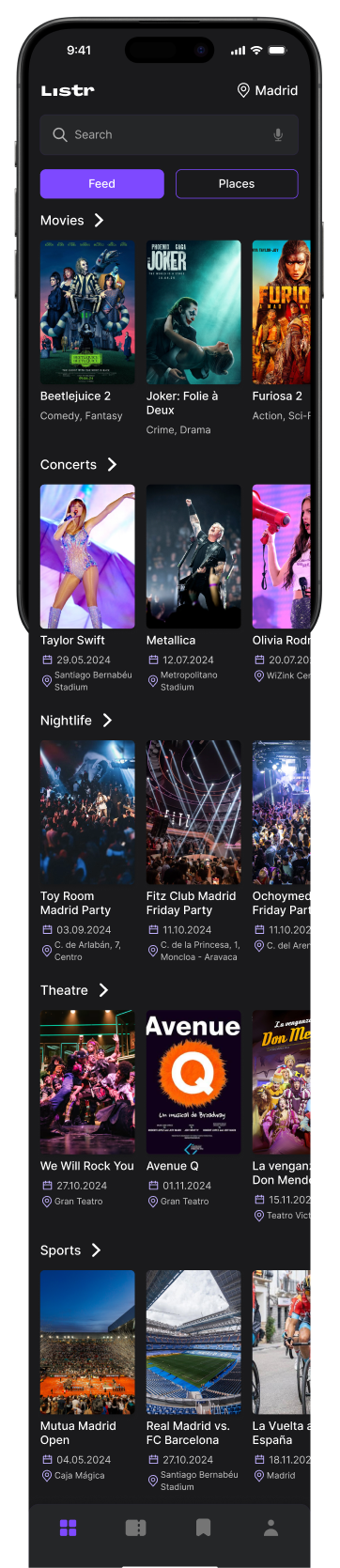Feed screen