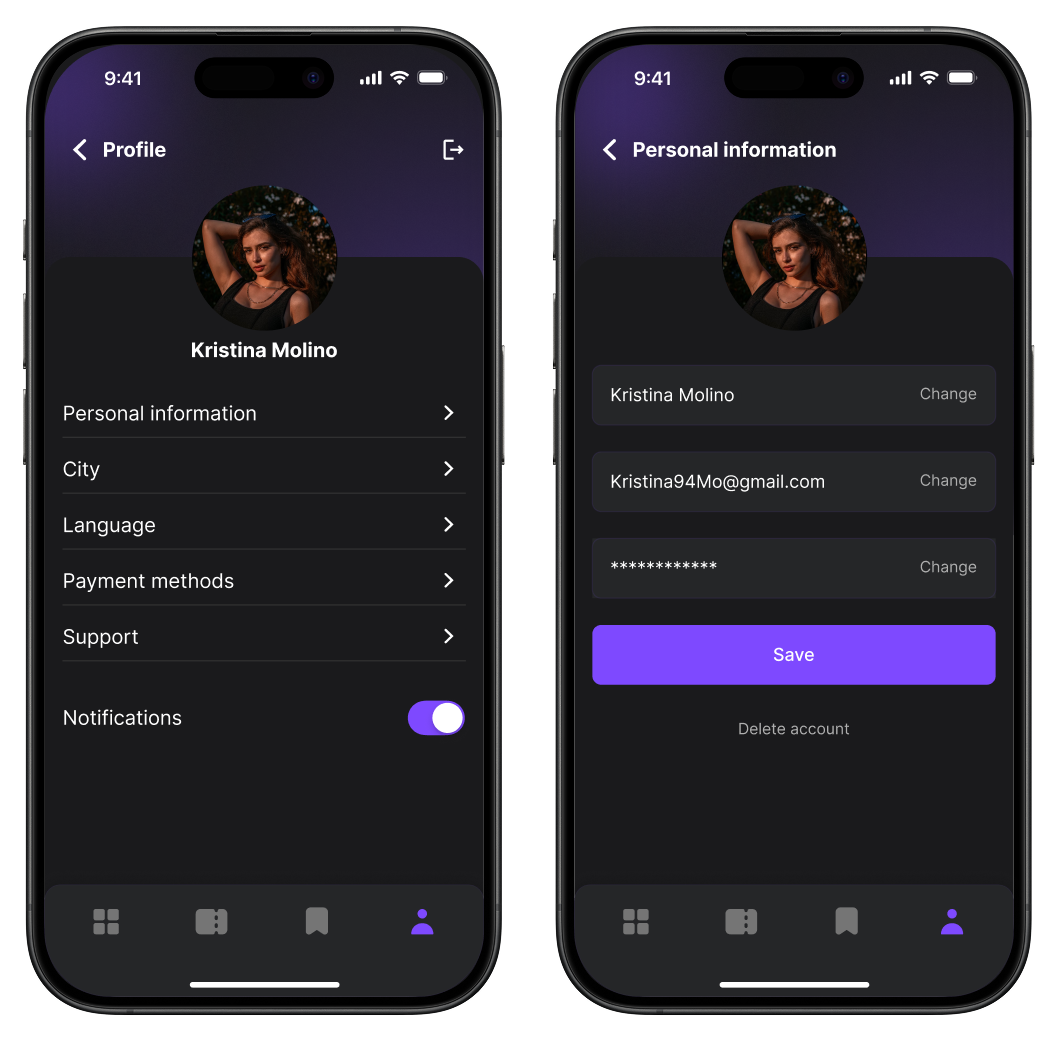 Active tickets screen